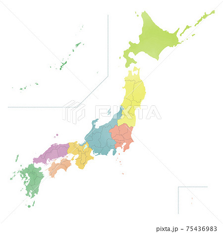 中国地方 日本列島 日本地図 日本のイラスト素材