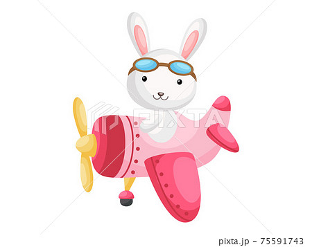 うさぎ ウサギ 兎 飛行機のイラスト素材