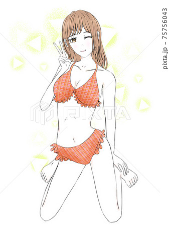 全身 可愛い ポーズ セクシーのイラスト素材