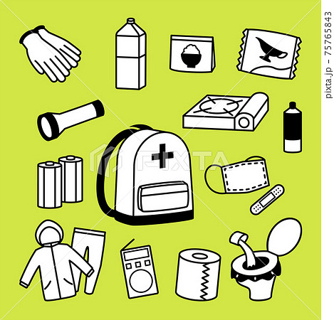 防災 防災グッズ 防災用品 アイコンのイラスト素材