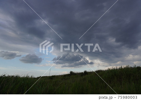 雲 雨雲 灰色 どんよりの写真素材
