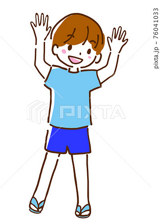 万歳 子供 男の子のイラスト素材