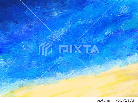 手描き 色鉛筆 砂浜 海のイラスト素材