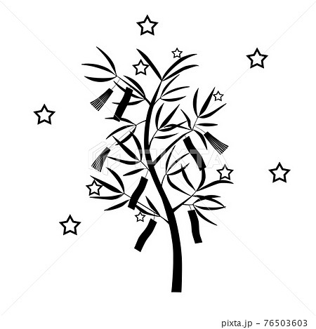 風物 七夕 笹 短冊のイラスト素材