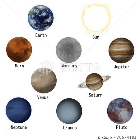 太陽系 太陽 地球 リアルのイラスト素材