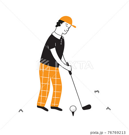 ベクター 男性 ゴルフ 手描きのイラスト素材