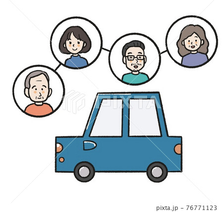 自動車 車 乗用車 手書きの写真素材