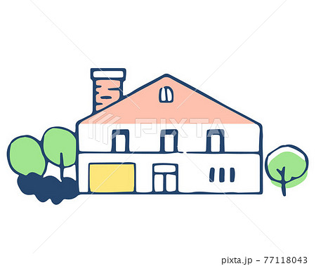 家 煙突 イラスト 戸建の写真素材