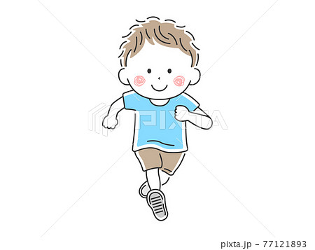 走る男の子のイラストのイラスト素材