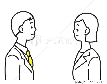 向き合う 横顔のイラスト素材