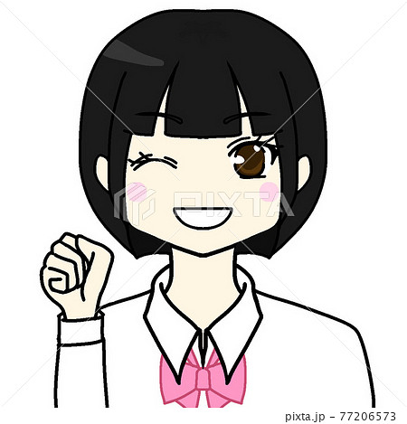 前髪ぱっつんのイラスト素材