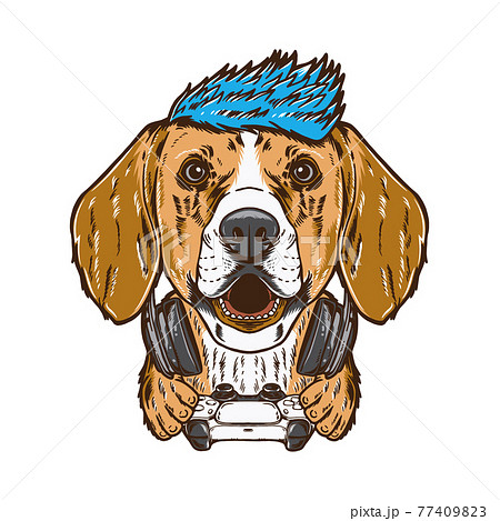 ヘッドホン ベクター いぬ 動物のイラスト素材