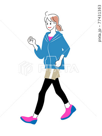 ウォーキング 運動 歩く 女性のイラスト素材