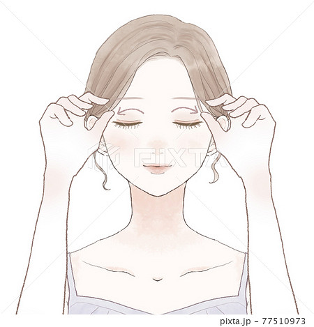 ツボ押し 顔 イラストの写真素材