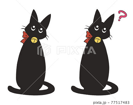 黒猫 鈴 かわいい キャラクター 猫のイラスト素材