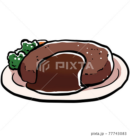 ハンバーグ 食べ物のイラスト素材