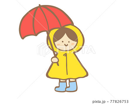 子供 雨 傘 女の子のイラスト素材