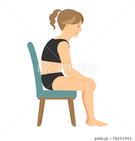 姿勢 椅子 座り方 悪いのイラスト素材