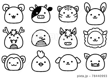 動物 顔 アイコン セットのイラスト素材