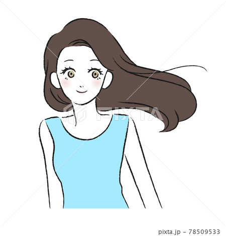 女性 髪 長髪 なびくのイラスト素材