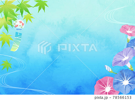 風鈴 朝顔 夏 和紙のイラスト素材