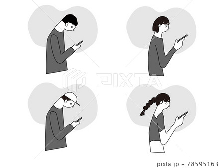 三つ編み 女性 横顔 女の子のイラスト素材