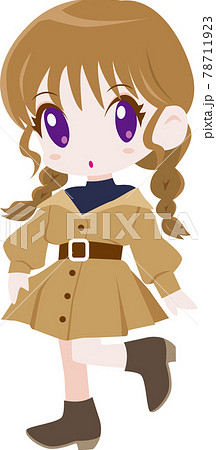 三つ編み 女の子のイラスト素材
