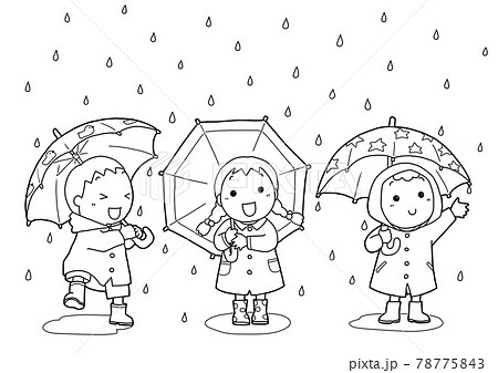 子供 雨 傘 女の子のイラスト素材