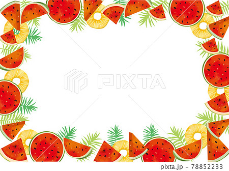 夏 夏祭り スイカ イラストのイラスト素材