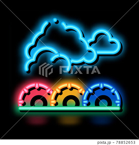 semicircular hill ladder rainbow neon glow icon illustration