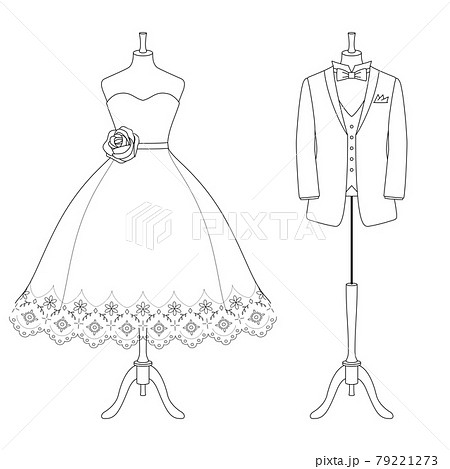 結婚式 新婦 新郎 モノクロのイラスト素材 結婚式 新婦 新郎 モノクロのイラスト素材
