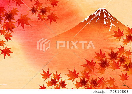 紅葉 もみじ 富士山 風景のイラスト素材