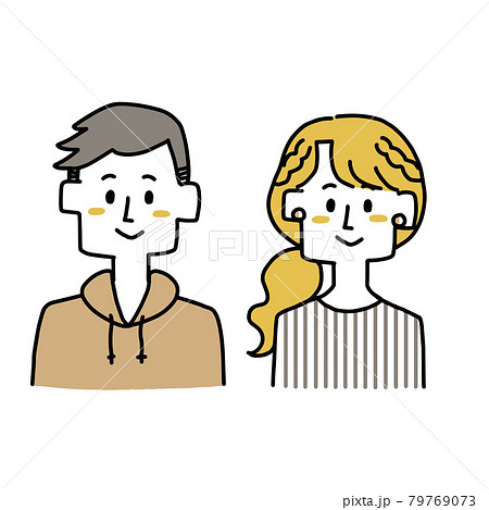 イラスト カップル 手描き 男女 かわいいのイラスト素材