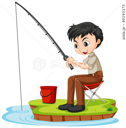 Premium Vector  Primitive man fishing with a rodvector coloring book in  cartoon black and white style isolated