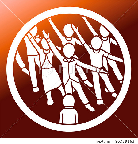 家紋風アイコン フラッシュモブ 人間のイラスト素材