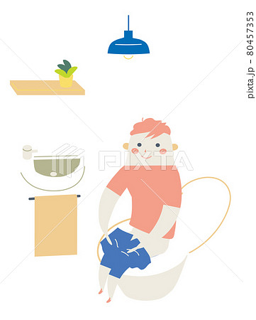 子ども トイレ 排泄 かわいいの写真素材