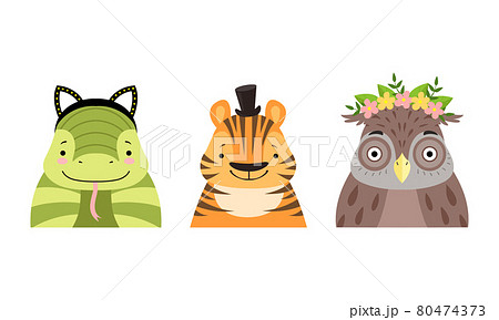 かぶりもの 動物のイラスト素材