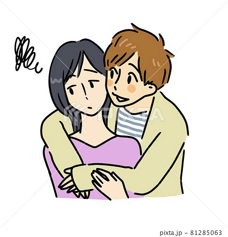 バックハグのイラスト素材