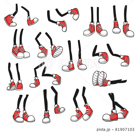 スニーカー 歩く 足 足下のイラスト素材