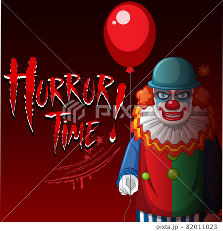 Poster With Creepy Clown Holding Balloonのイラスト素材