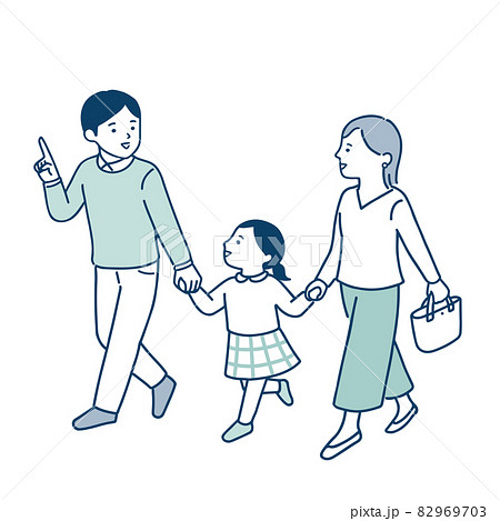 親子 母親 子供 手を繋ぐのイラスト素材