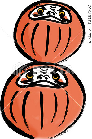 ダルマ イラスト 手書き 墨絵のイラスト素材