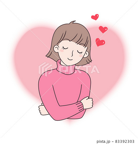 にこやか 姿勢 ポーズ 抱きつくのイラスト素材
