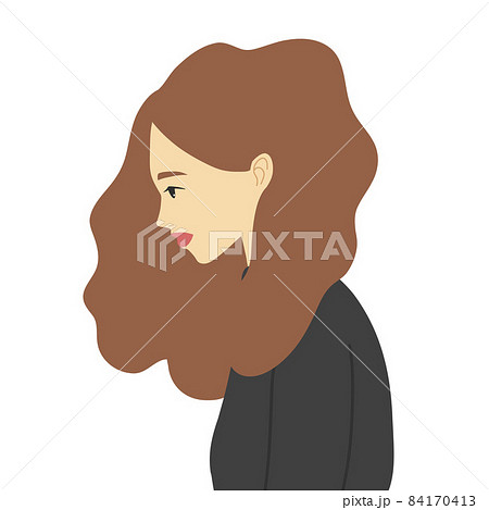 女性 シルエット 顔 横顔のイラスト素材