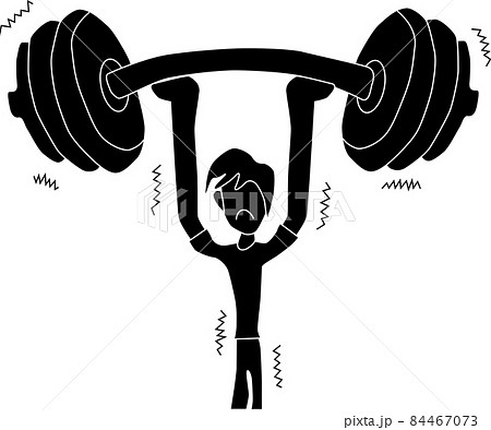 シルエット バーベル トレーニング 筋トレのイラスト素材