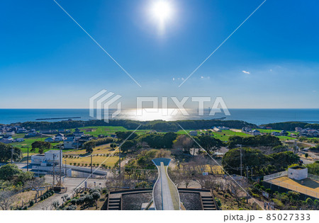 水彩画『銚子市外川町から海を臨む』