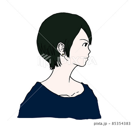 横顔 ショートカットのイラスト素材 横顔 ショートカットのイラスト素材