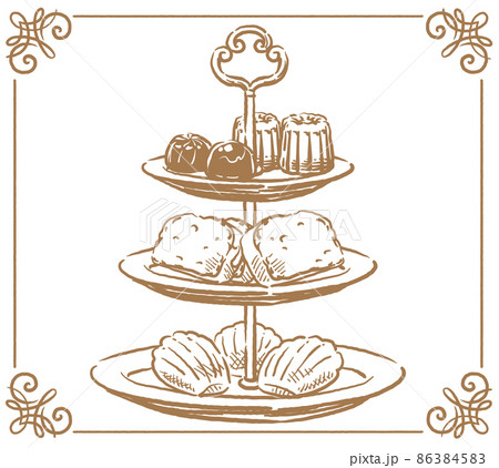 ケーキスタンドのイラスト素材