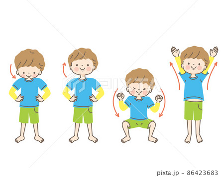 しゃがむ 子供のイラスト素材
