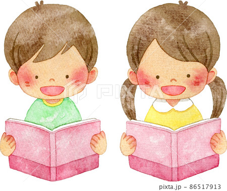 読書 本 読む 女の子のイラスト素材